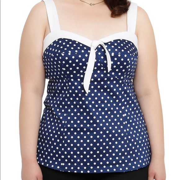 Hot Topic Tops - Hot Topic Navy Polka Dot Tank Top